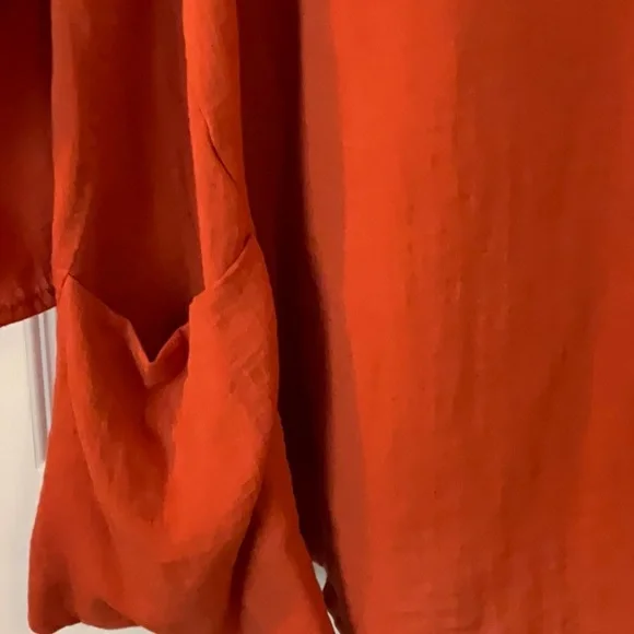 Yushi Women’s Orange 3/4 Sleeves Tunic Lagenlook Blouse Size X-Large - Picture 5 of 10